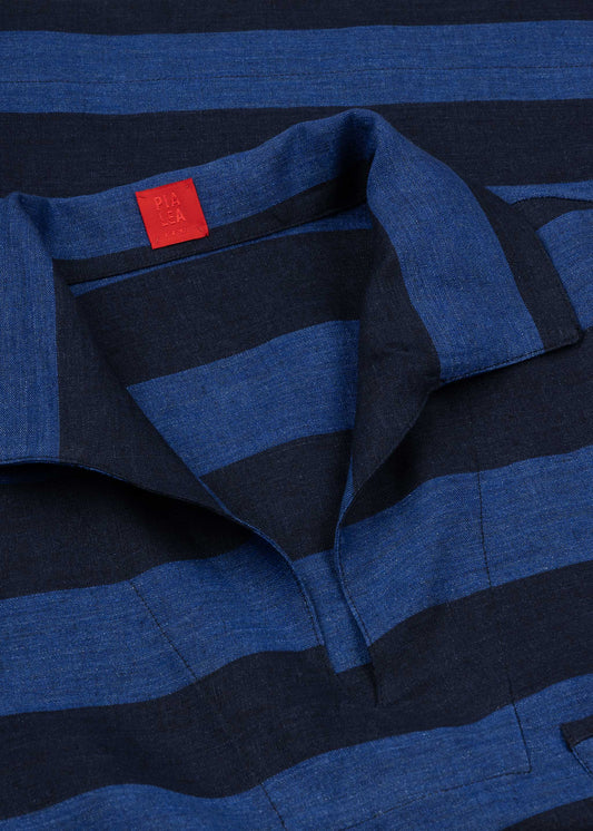Striped Linen 'Polo Blouse'