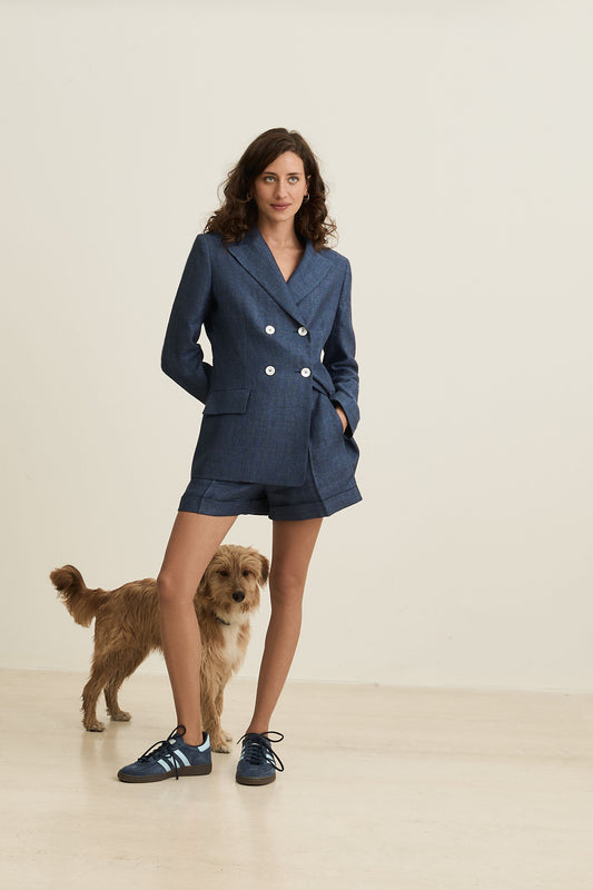 Herringbone Linen 'Drapy Blazer'